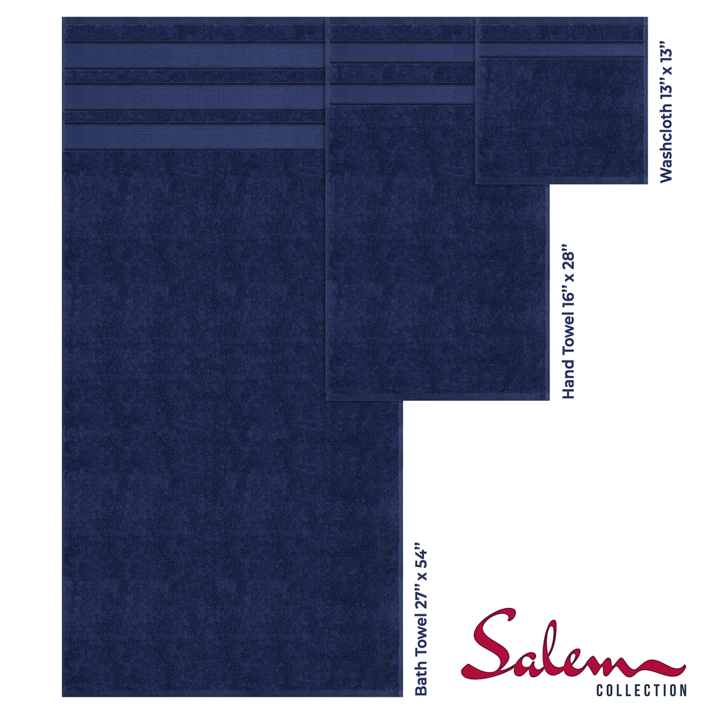 Salem 6 Piece 100% Cotton Luxury Bath Towel Set - 10 Set Case Pack