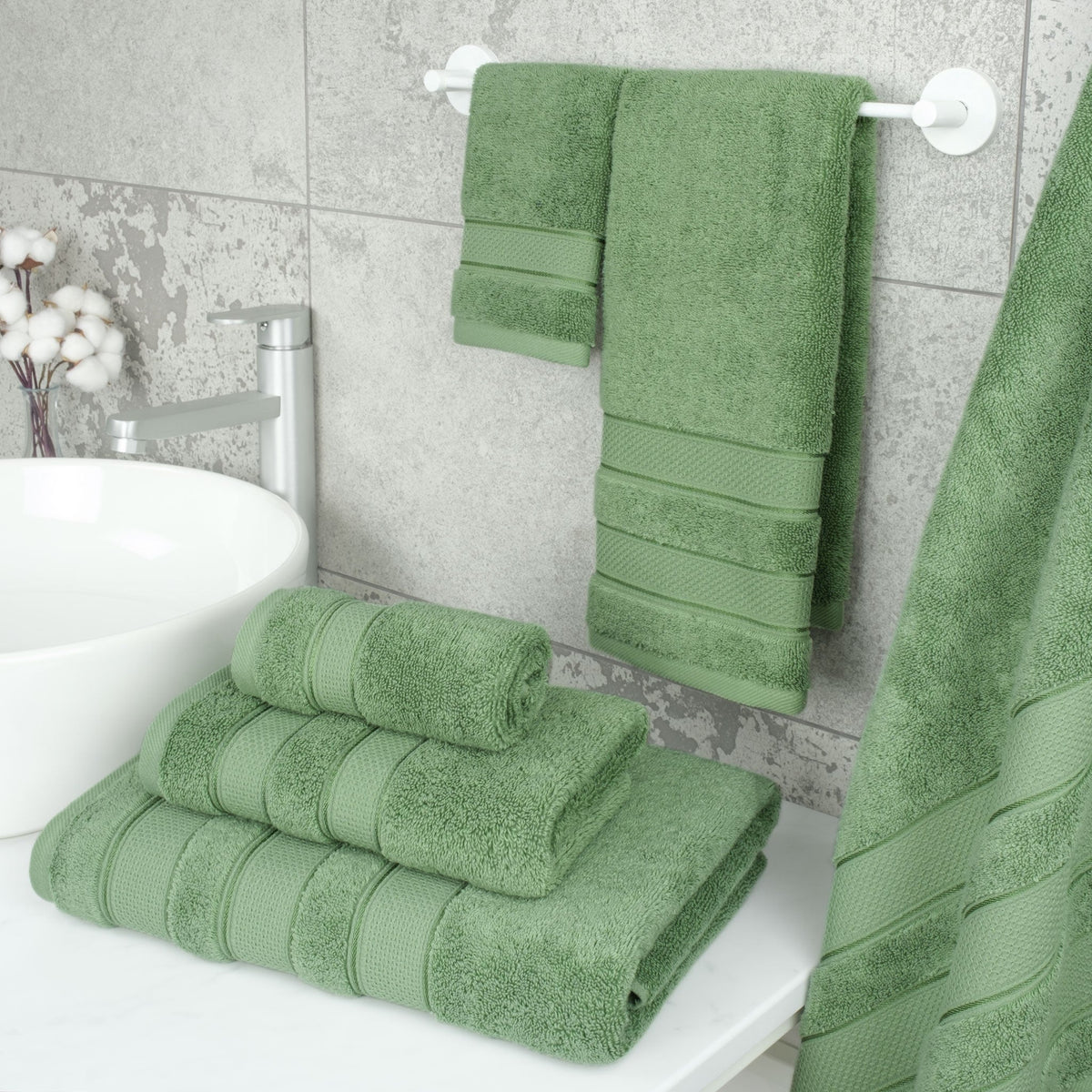Salem 6 Piece 100% Cotton Luxury Bath Towel Set - 10 Set Case Pack