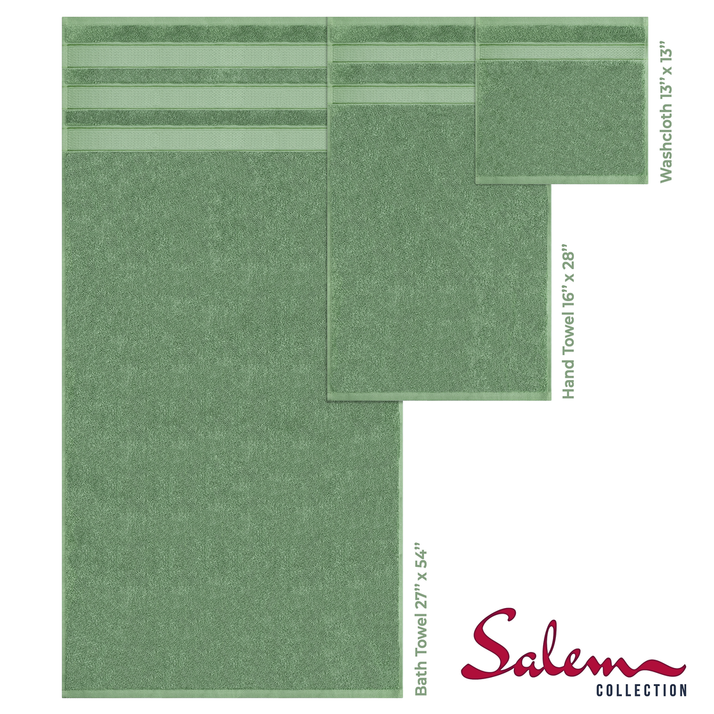 Salem 6 Piece 100% Cotton Luxury Bath Towel Set - 10 Set Case Pack