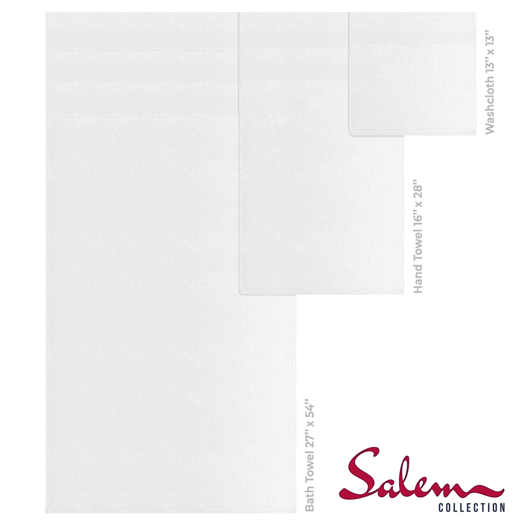Salem 6 Piece 100% Cotton Luxury Bath Towel Set - 10 Set Case Pack