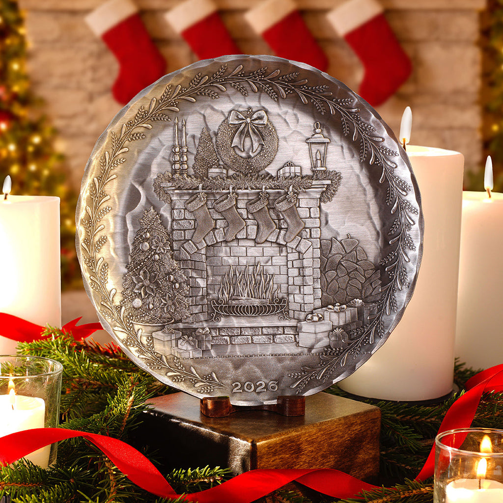 2026 Annual Plate - Cozy Christmas Hearth (Pewter)