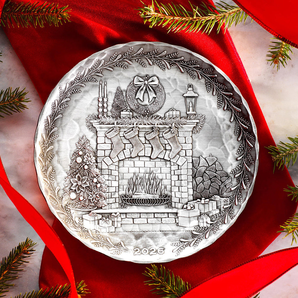 2026 Annual Plate - Cozy Christmas Hearth (Pewter)