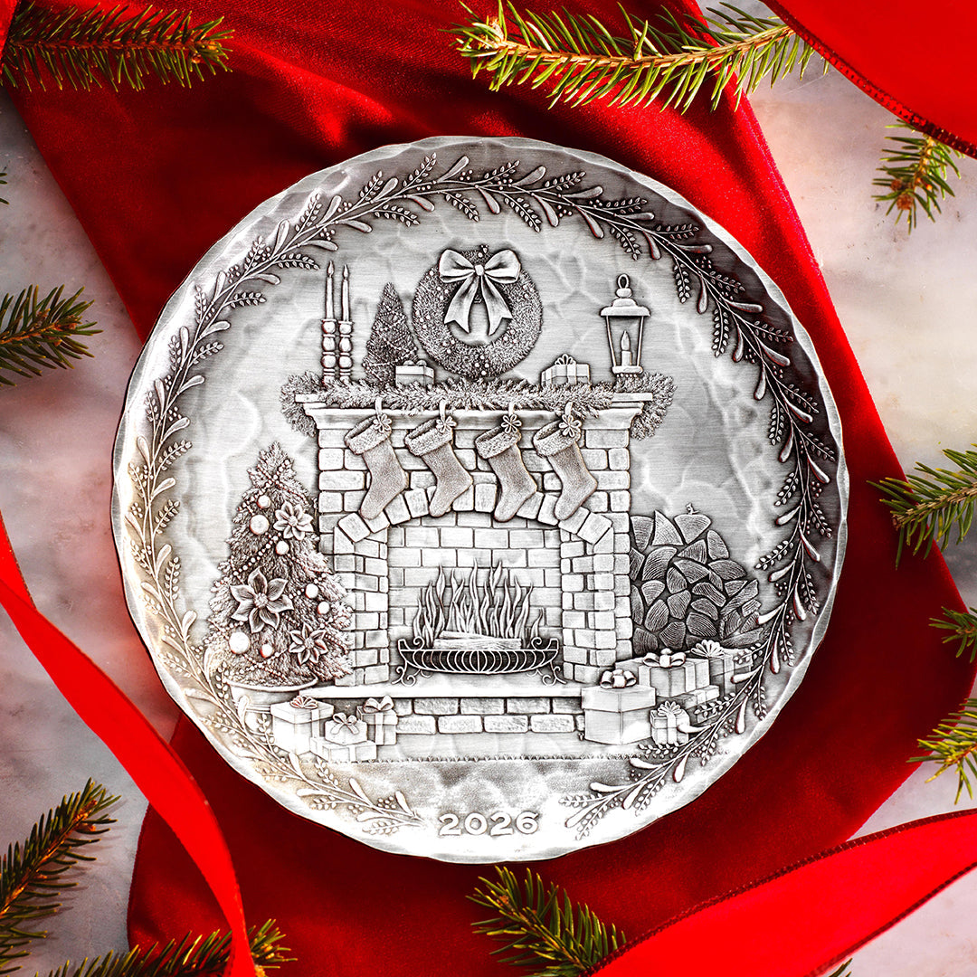 2026 Annual Plate - Cozy Christmas Hearth (Pewter)