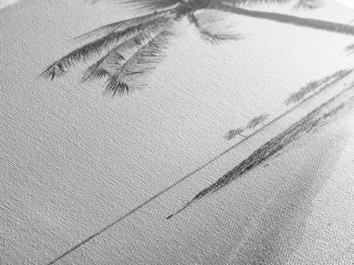 Coastal Palm Trees, Tropical Minimalist Print, Modern Beach Decor, Neutral Wall Art, Framed Canvas Print, Dining Room Summer Vibe
