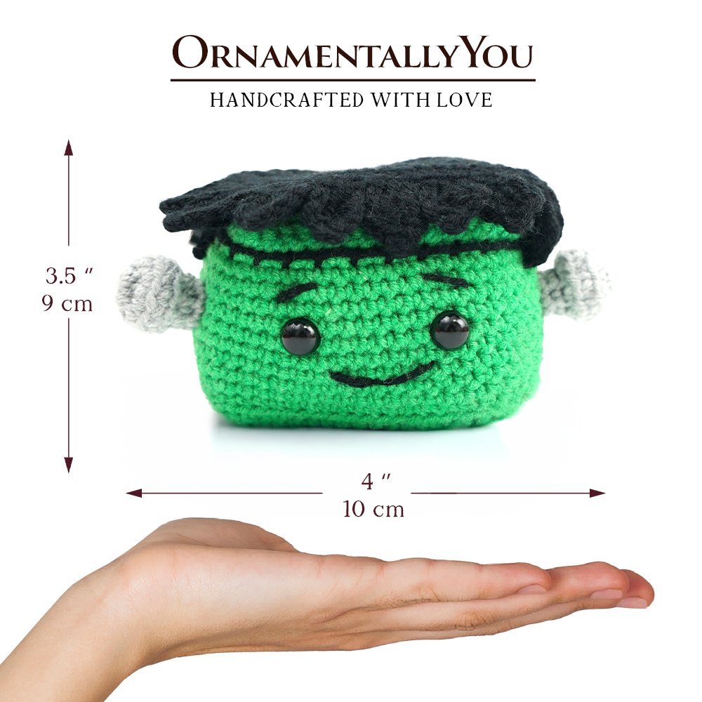 Positivity Frankenstein Crochet Support Doll, Halloween Encouragement Gift for Children and Adults