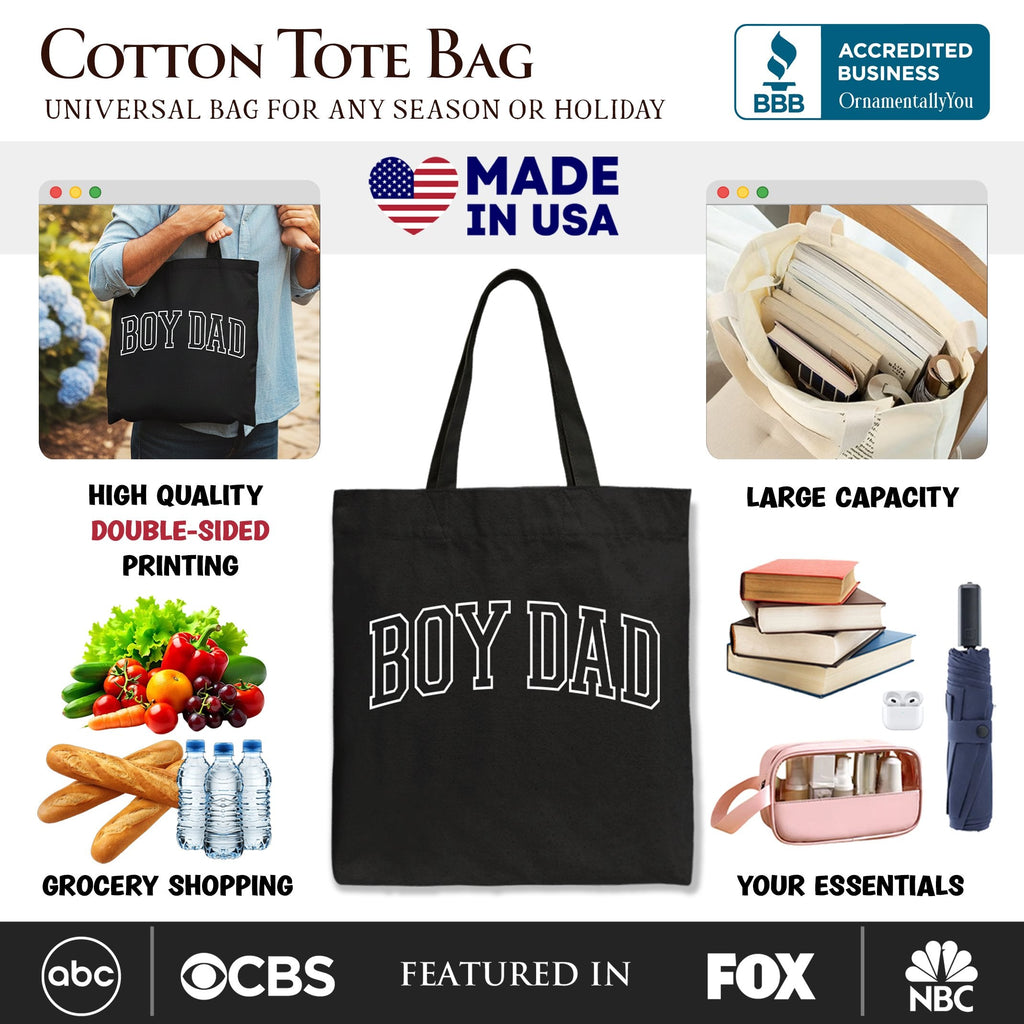 Boy Dad Varsity Tote Bag, Father's Day Gift Shopper