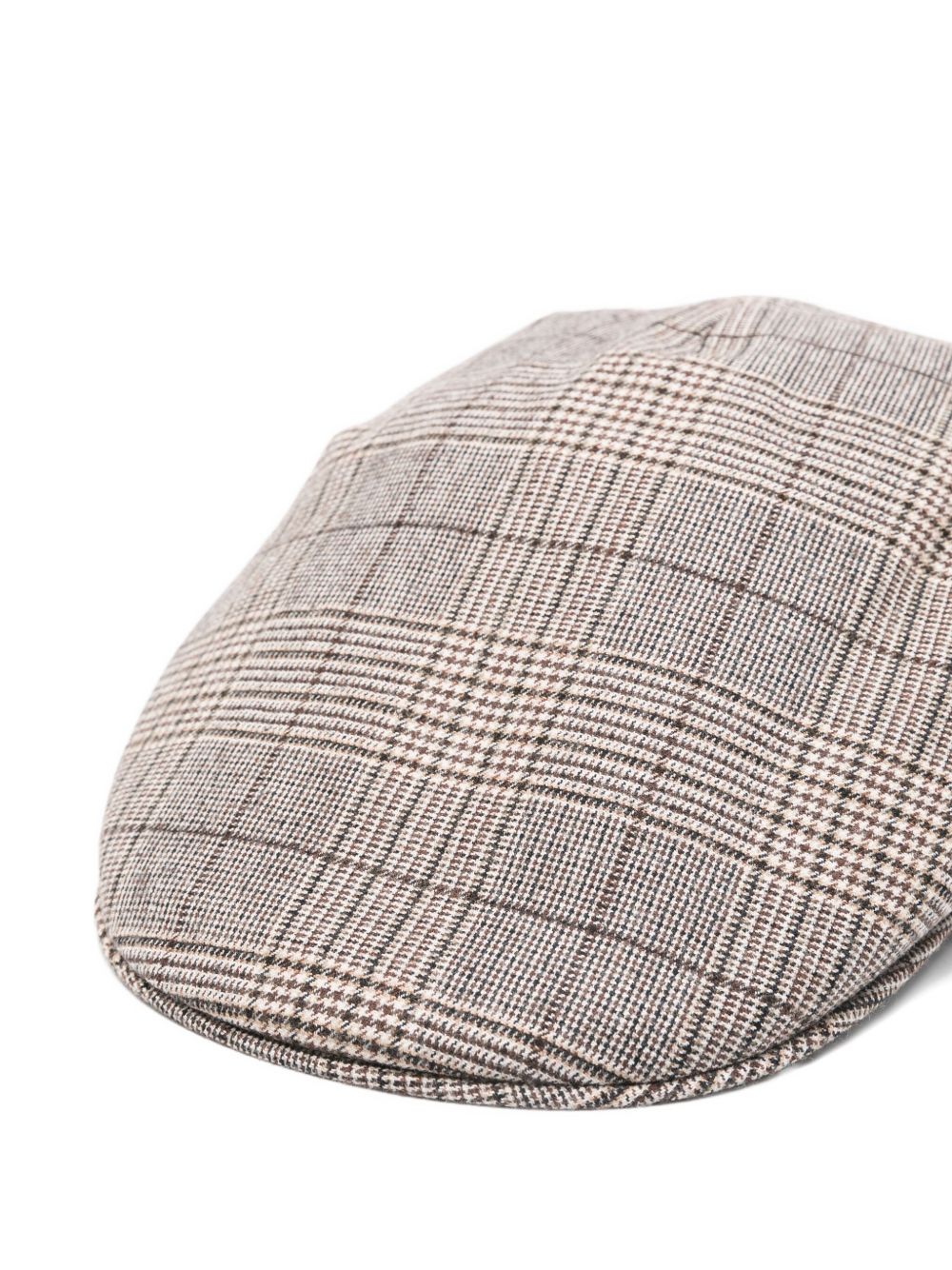BORSALINO Wool Blend Checkered Cap with Flat Crown for Men