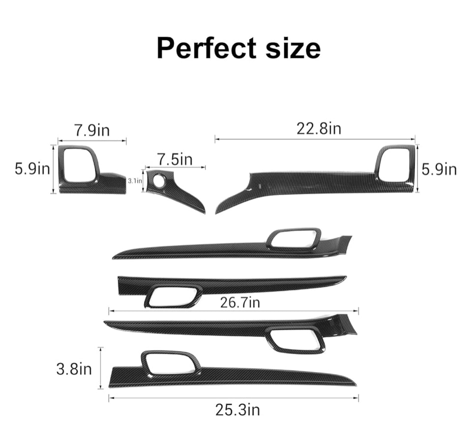 Open Box CheroCar for Jeep Grand Cherokee Dashboard Panel Trim & Door Handle Cover Kits Interior Accessories for 2011-2020 Jeep Grand Cherokee, Carbon