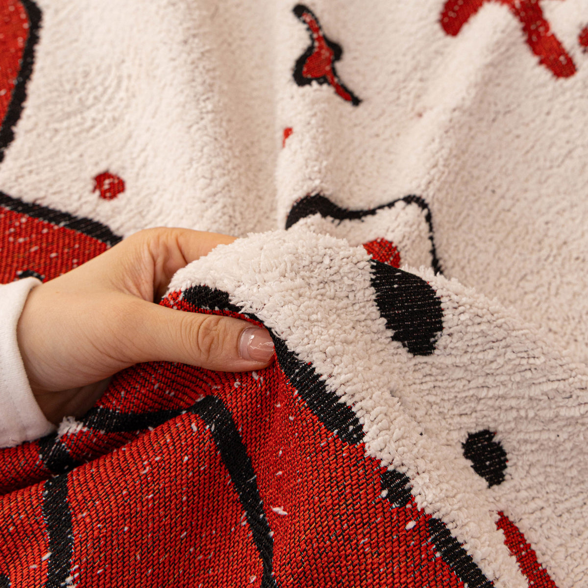 Chinese New Year Sofa Throw Cover Blanket, Decor Festive Red Fu Pattern Couch Cover