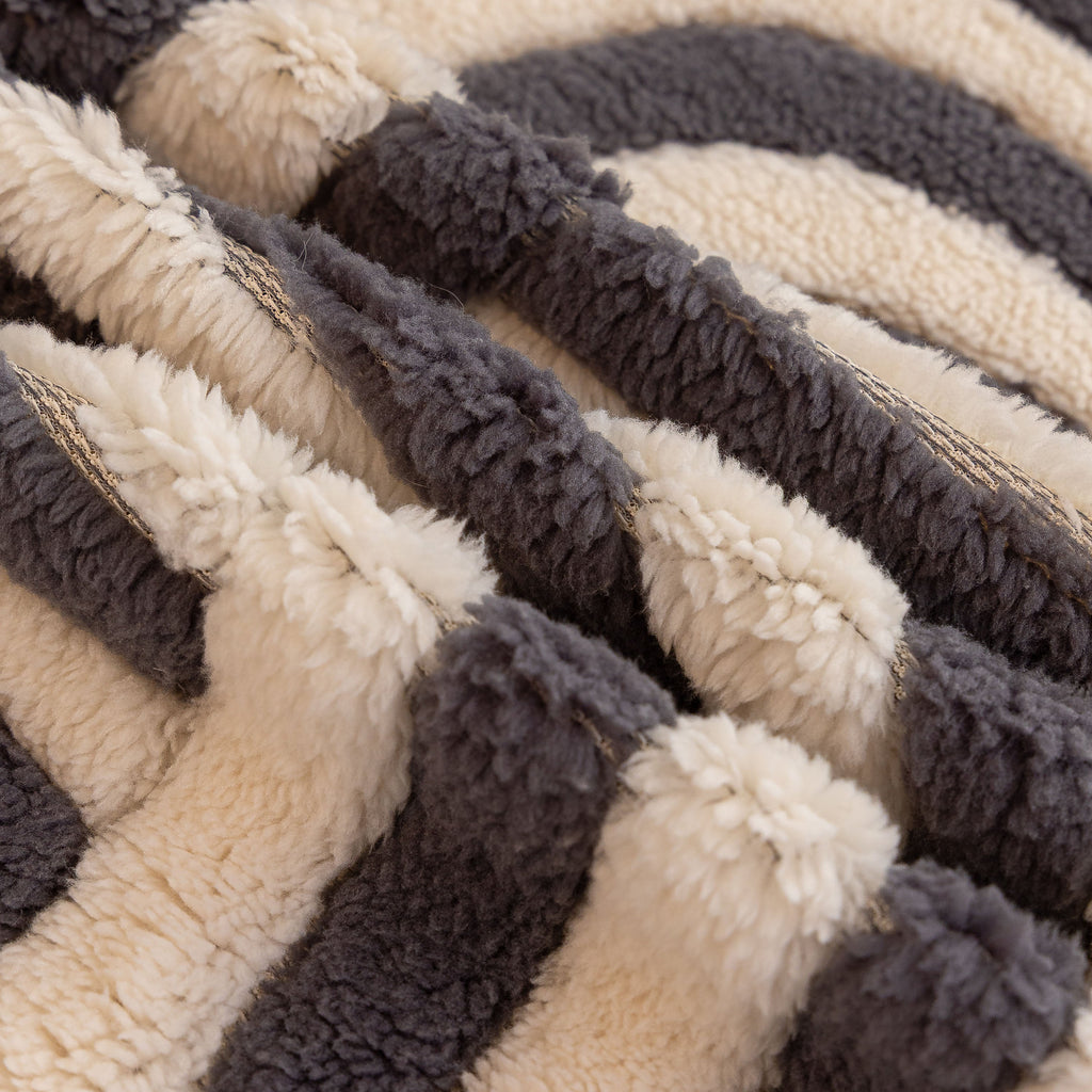 Plush Sherpa Sofa Throw Cover for Sectional, Jacquard Wave Throw Furniture Protector