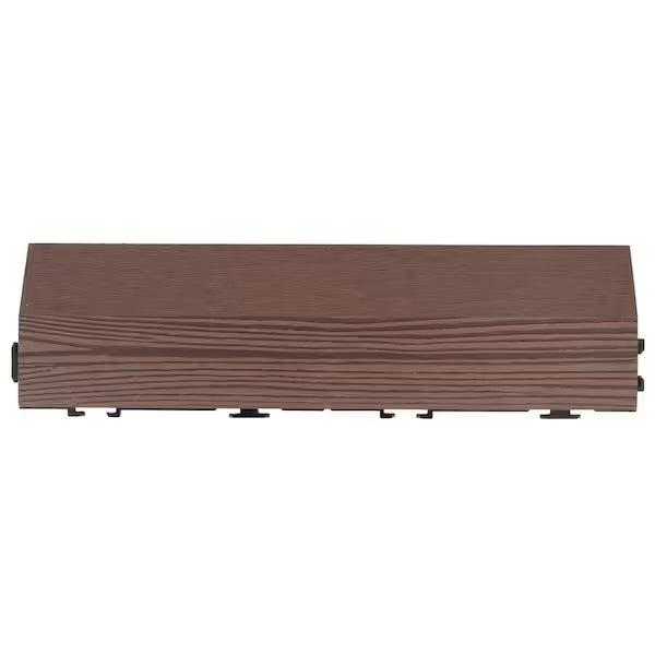 Open Box Design House Straight Edge Trim 3 in. x 12 in. Wood-Plastic Composite Deck Tile in Russet Canyon( 4-Pack