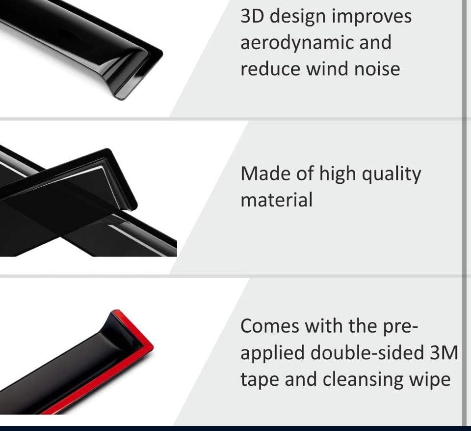 Open Box Voron Glass Tape-on Extra Durable Rain Guards for Ford Bronco Sport 2021-2024, Window Deflectors, Vent Window Visors, 4 Pieces - 100491