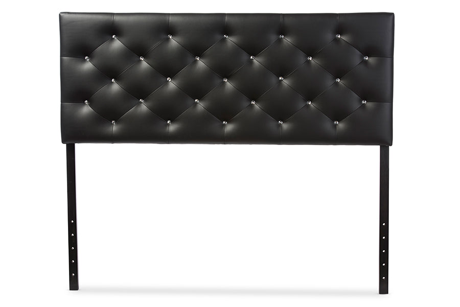 Baxton Studio Viviana Modern and Contemporary Black Faux Leather Upholstered Button-tufted Full Size Headboard