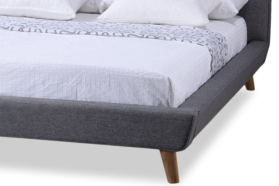 Baxton Studio Jonesy Scandinavian Style Mid-century Grey Fabric Upholstered Queen Size Platform Bed