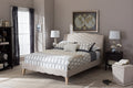Baxton Studio Fannie French Classic Modern Style Beige Linen Fabric King Size Platform Bed