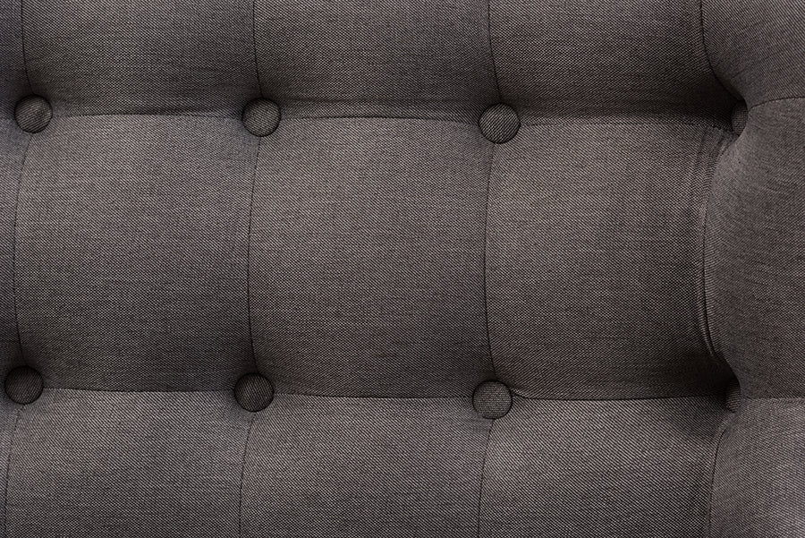 Baxton Studio Melody Mid-Century Modern Natural Wood Finishing Grey Fabric 2-Piece Settee Set