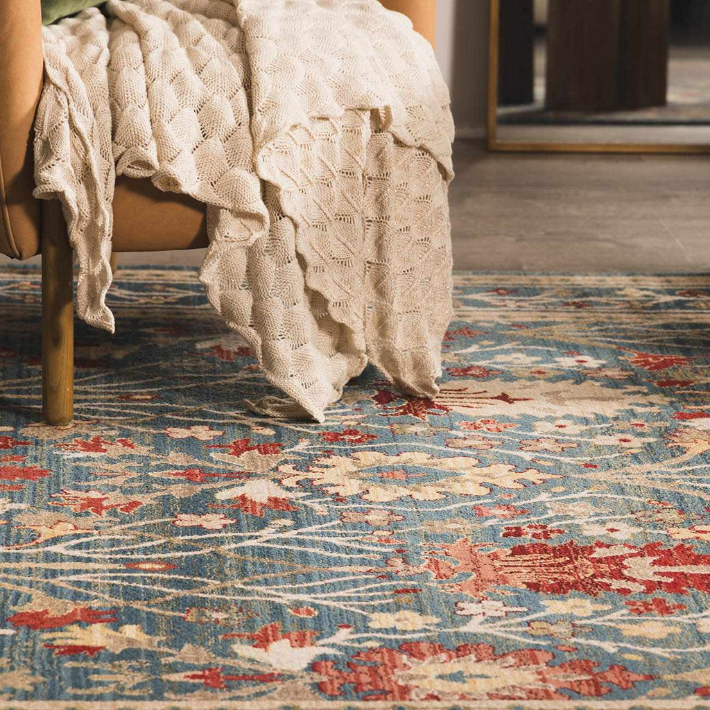 Neola Navy Blue Damask Area Rug