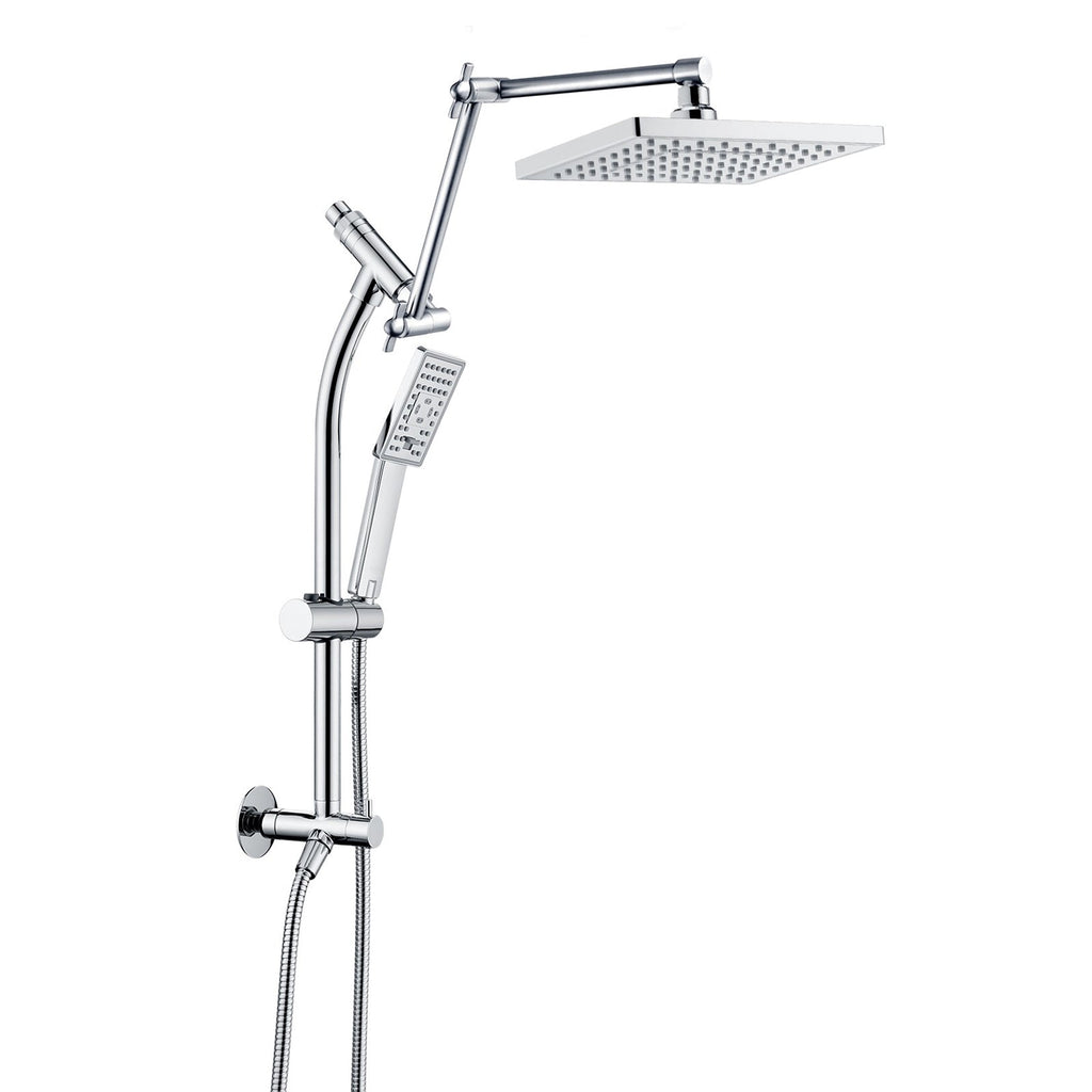 Rainfall Shower Head with Handheld Set-Solid Brass Slide Bar,Holder, Extension Arm and 60" Hose