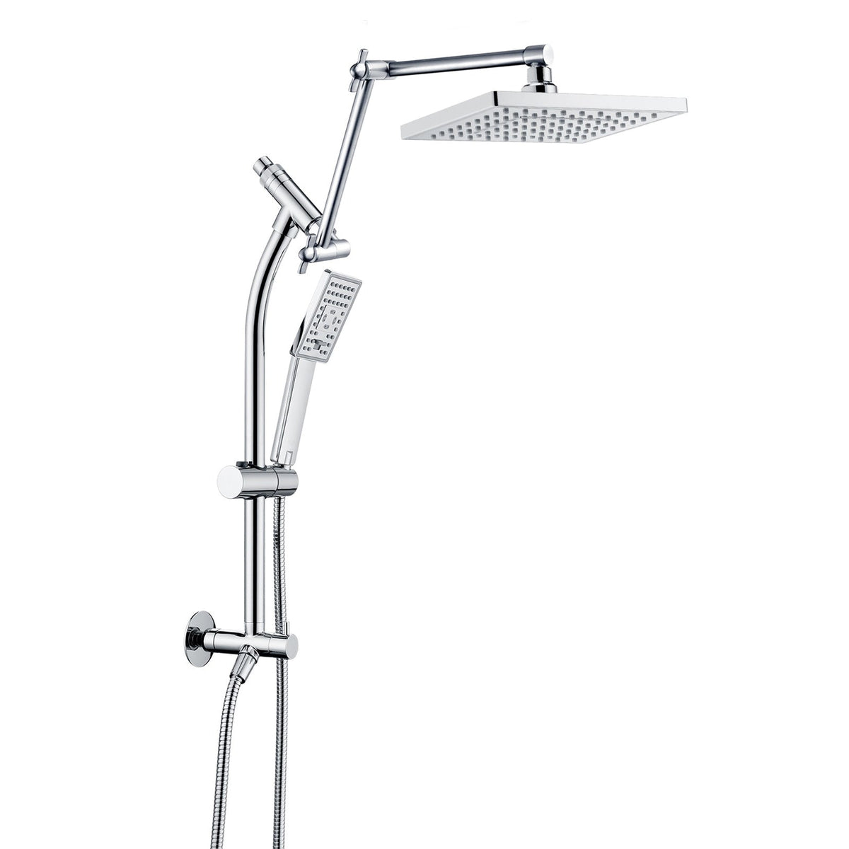 Rainfall Shower Head with Handheld Set-Solid Brass Slide Bar,Holder, Extension Arm and 60" Hose
