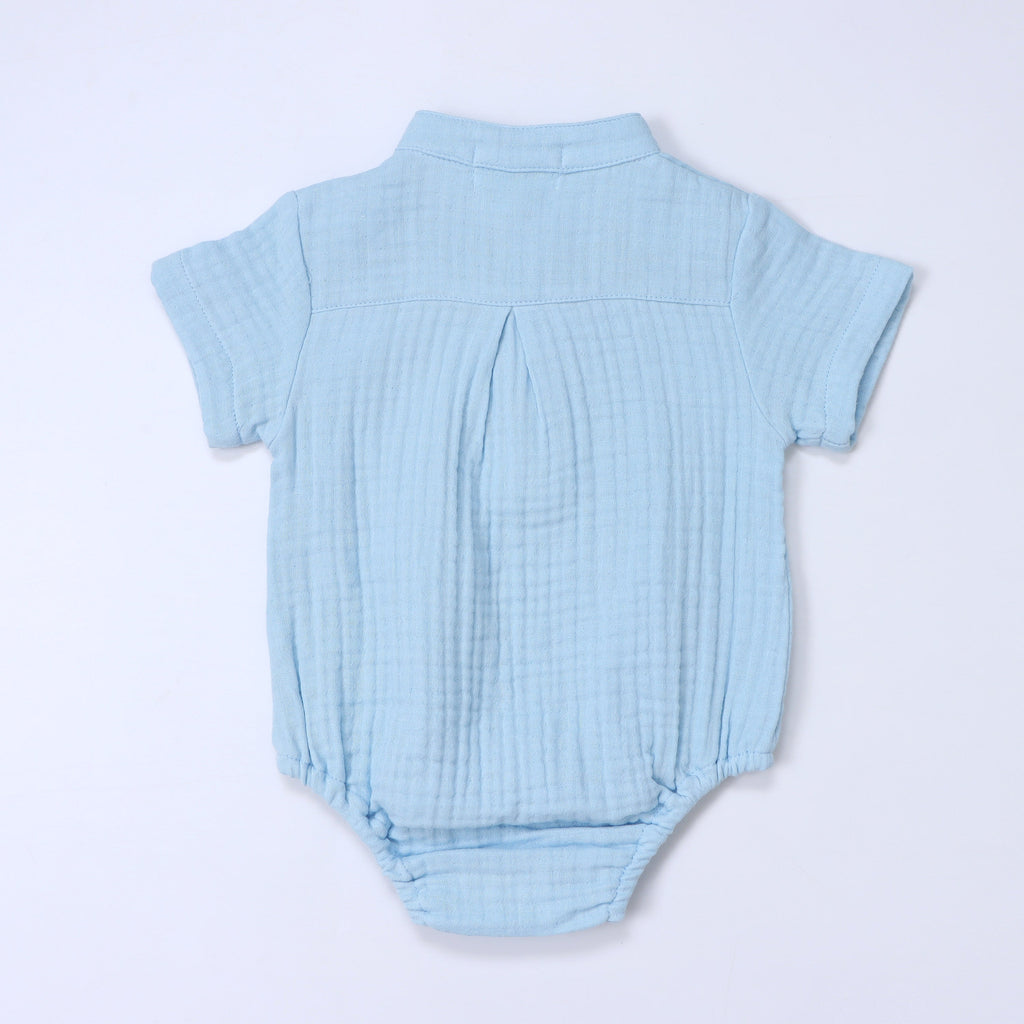 HeyPeacock Baby Romper, 100% Muslin Cotton, Boy (Blue)