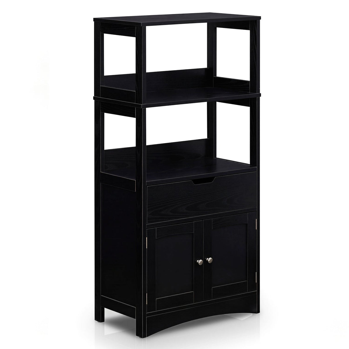 Bathroom Floor Cabinet with Open Shelves and Drawer