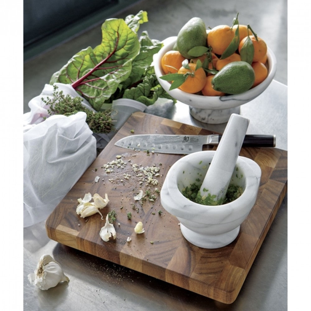 Bianco Carrara White Marble Mortar/Pestle Semi-Polished