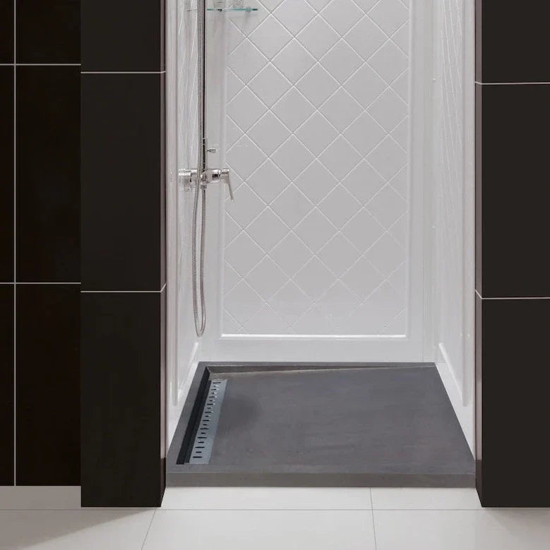 Black Andesite Rectangular Shower Base Hand-carved from Solid Block (W)32" (L)48" (H)3"