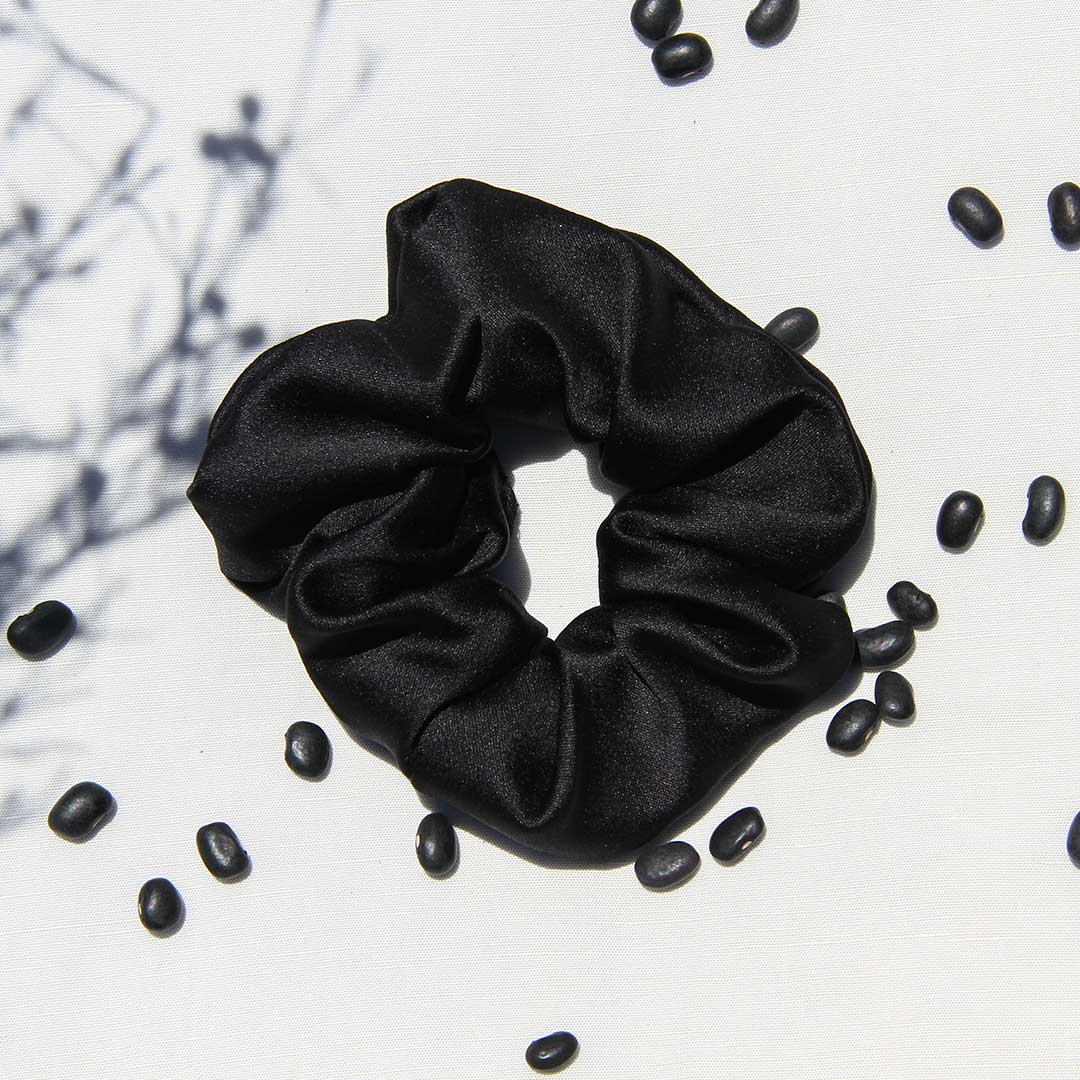 Upcycled Black Satin Scrunchie