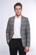 Checked Slim-Fit Brown Men Blazer - Wessi