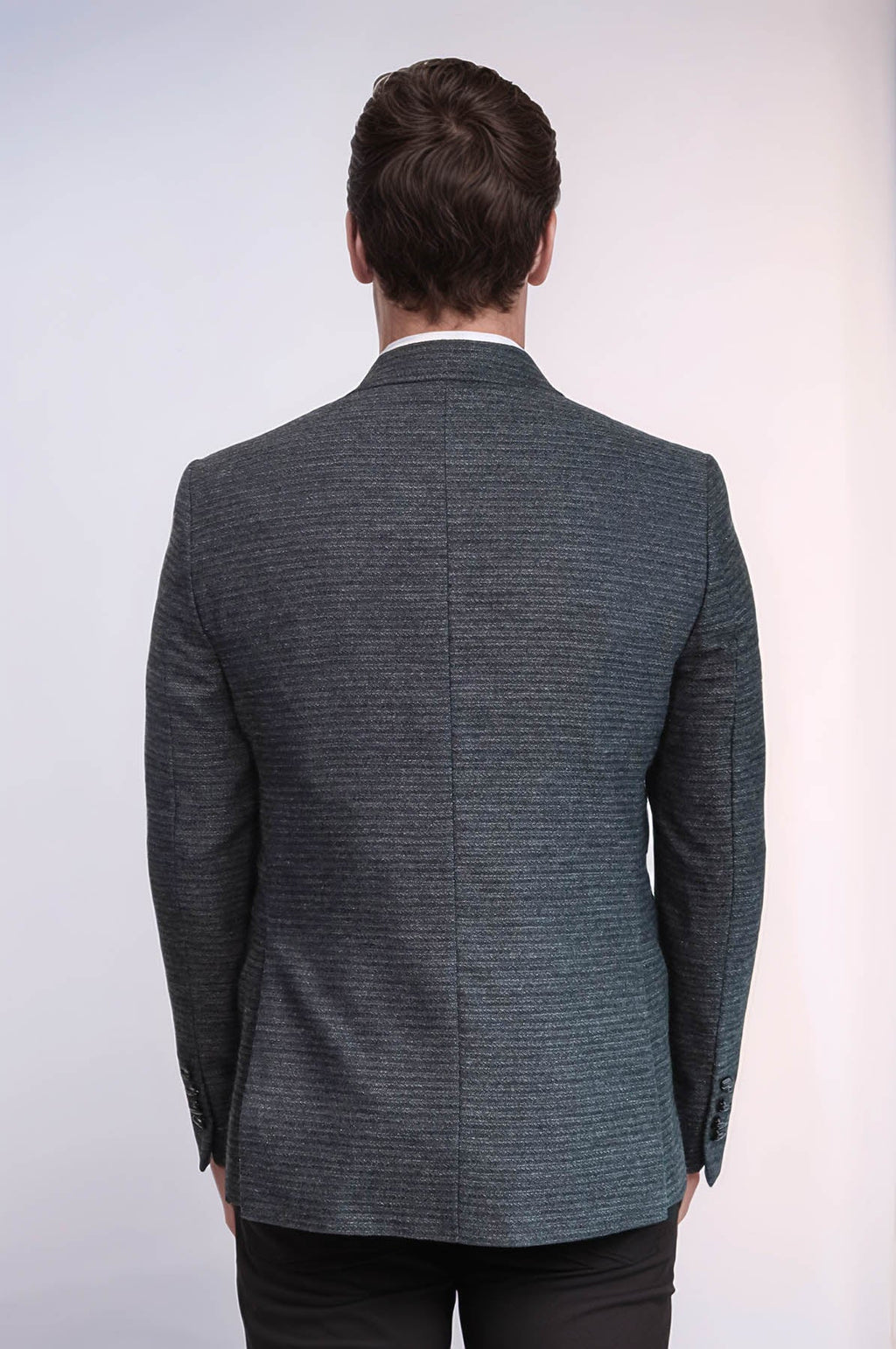 Double Breasted Slim Fit Navy Blue Blazer - Wessi