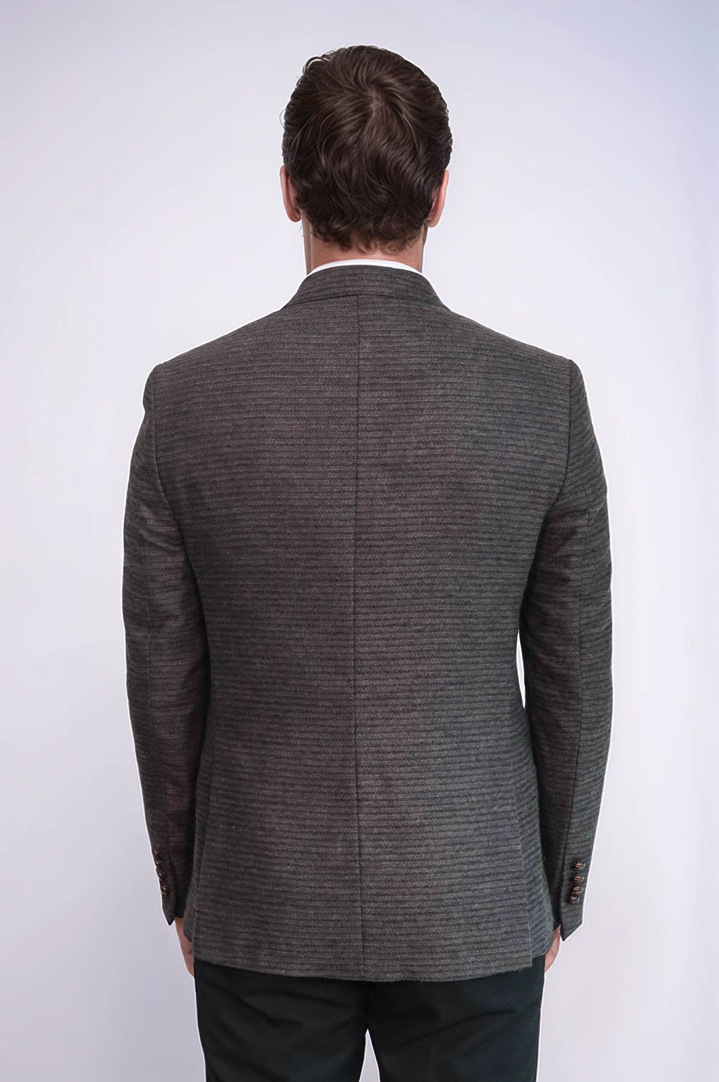 Double Breasted Slim Fit Brown Blazer - Wessi