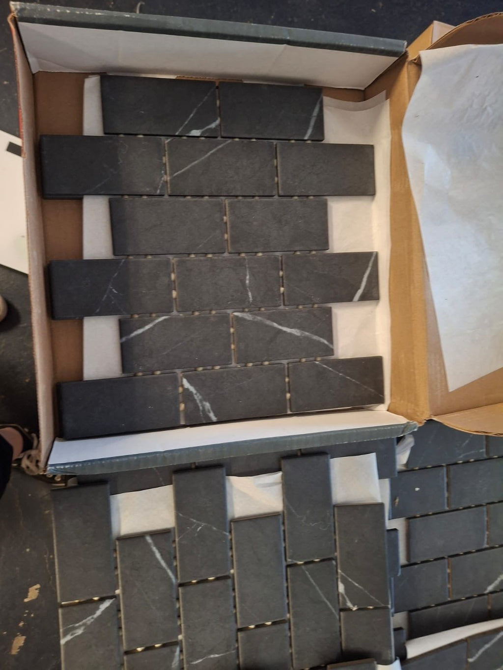 Open Box Daltile Restore Black Marble 12 in. x 12 in. Glazed Ceramic Brick Joint Mosaic Tile (9.96 sq. ft./Case)