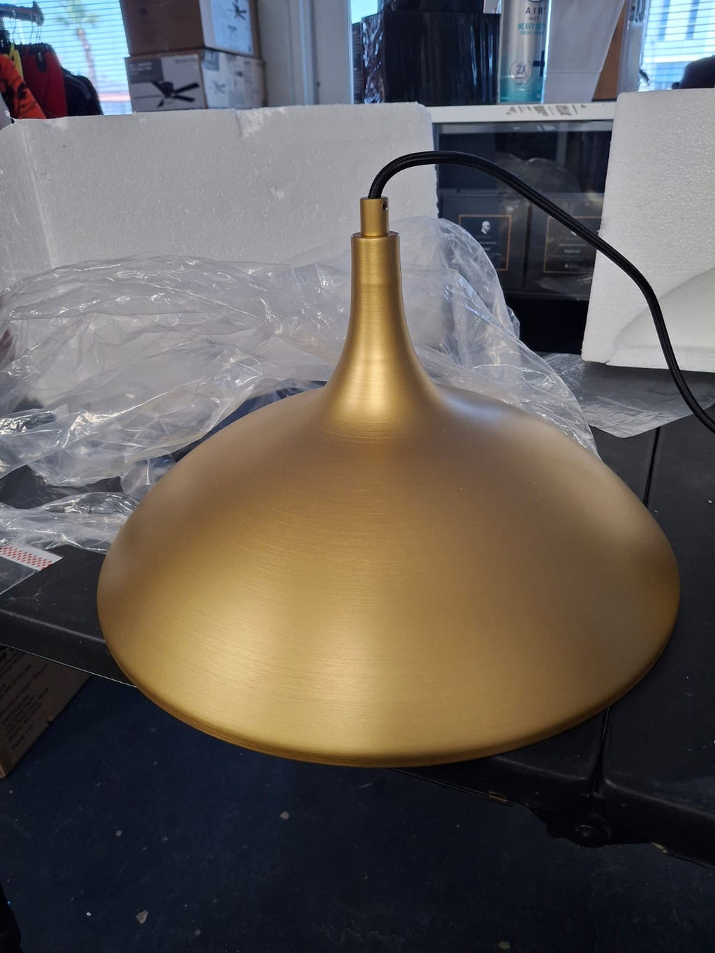 Open Box ALORA MOOD Abel 14 in. 1 Light 60-Watt Brushed Gold Pendant Light
