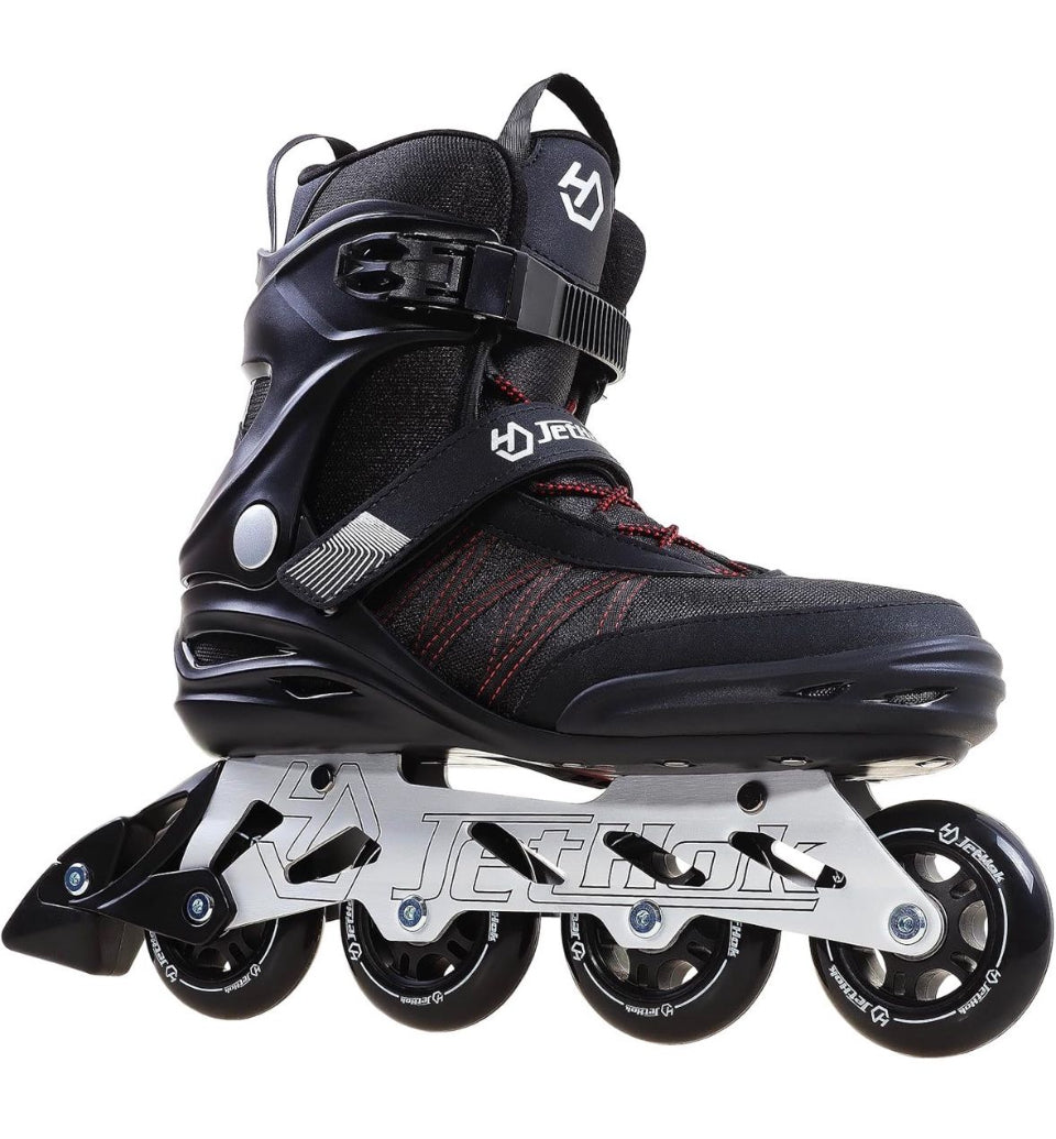 JetHok Fitness Inline Skate, Professional Aluminum Inline Rollerskates Outdoor (Black and Red, Size 7-11)