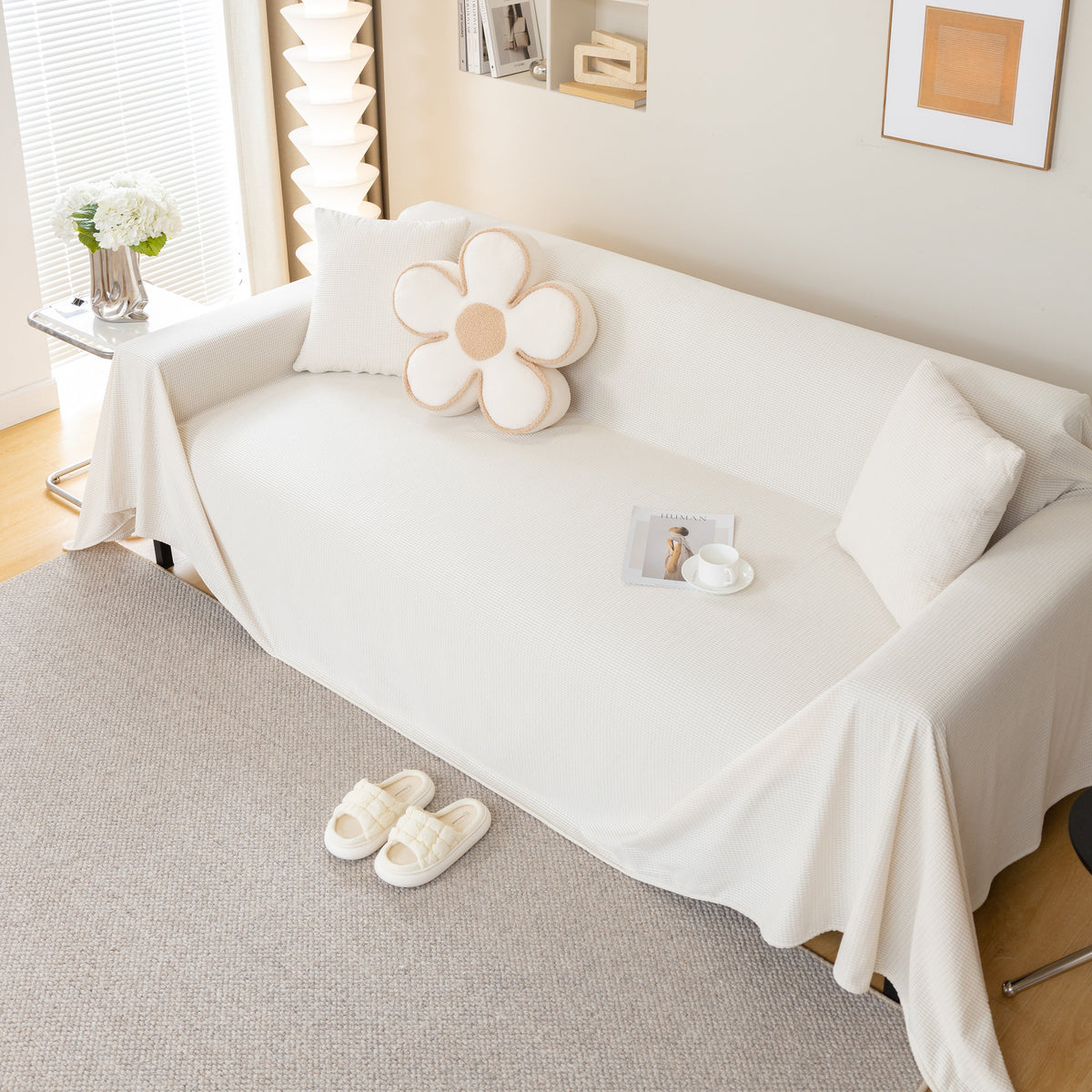 Waterproof Soft Cotton Plush Couch Cover Blanket, Extra Large Furniture Decoration Cover Sofa Slipcovers