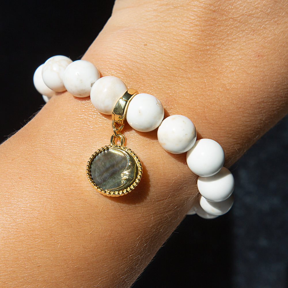 Sun and Moon Mother of Pearl Cross Charm, Gold, Charm Bar | Charm