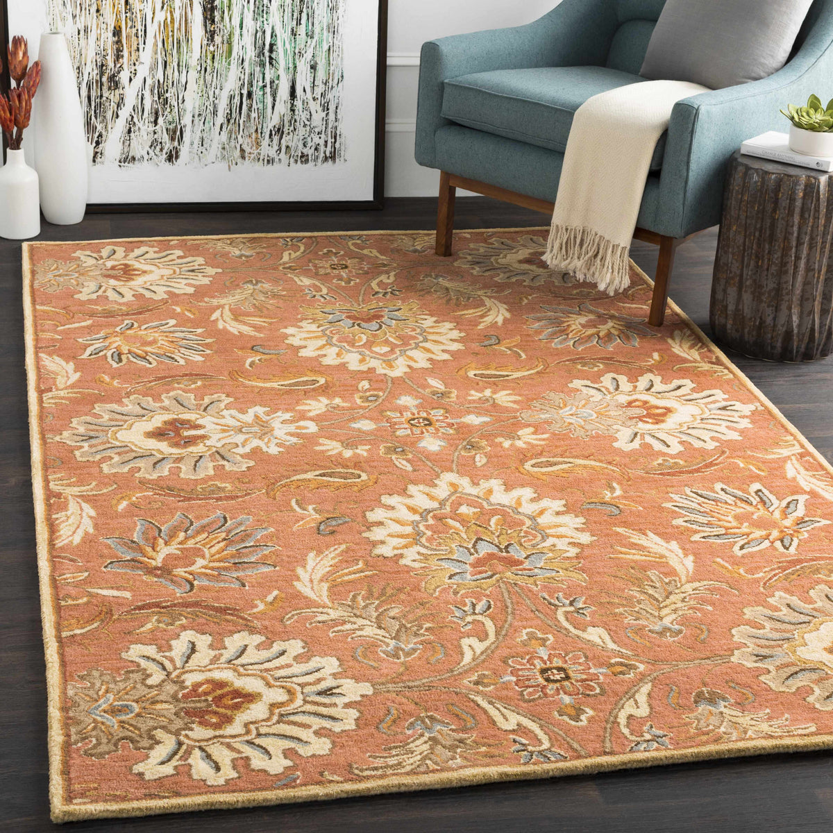 Chesterton Hand Tufted Orange 1112 Area Rug