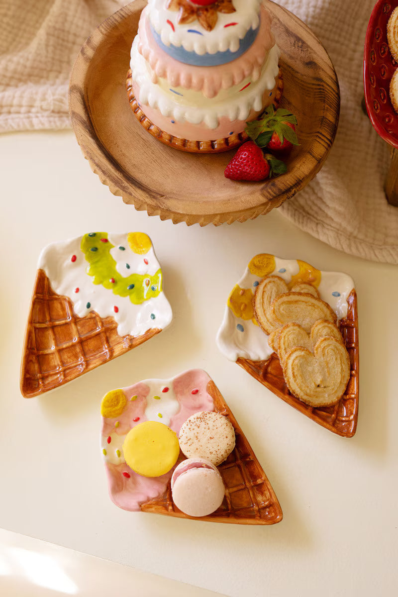 Ceramic Ice Cream Cone Snack Plate