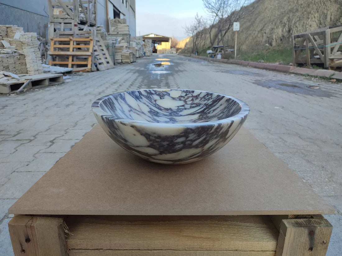Calacatta Viola Marble Oval Shape Above Vanity Bathroom Sink (W)18" (L)14" (H)5"