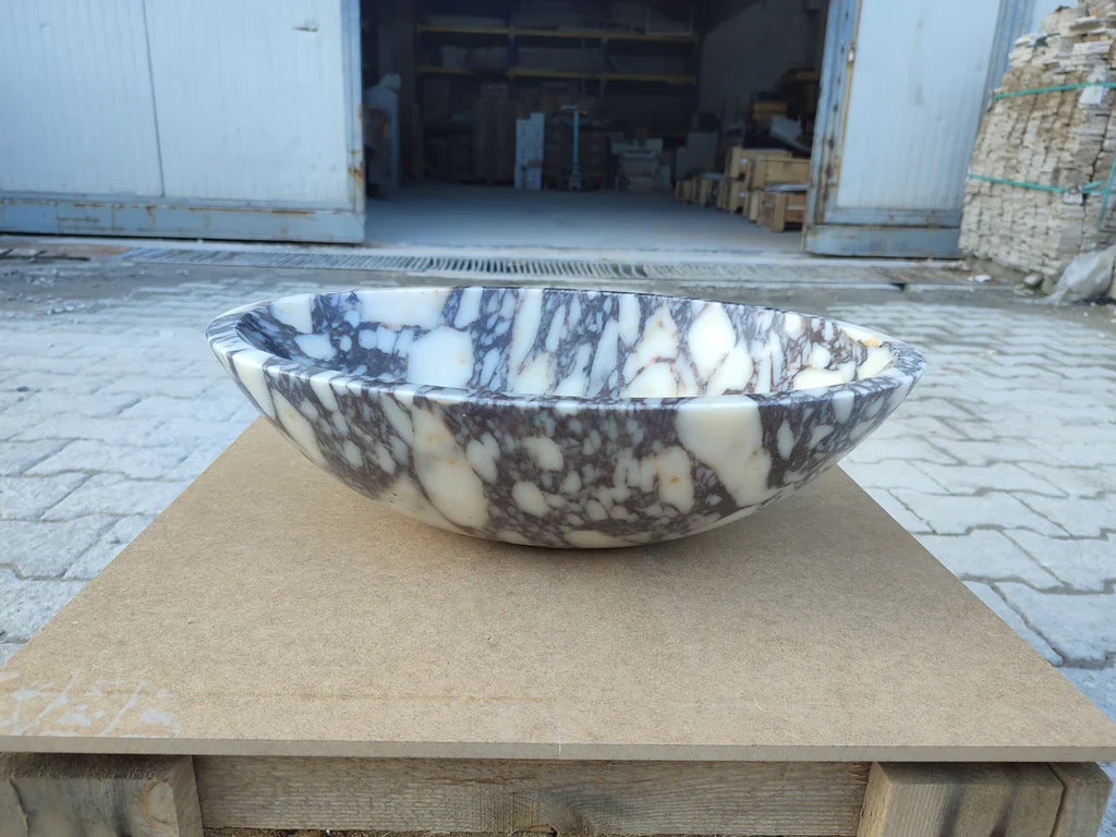 Calacatta Viola Marble Oval Shape Above Vanity Bathroom Sink (W)18" (L)14" (H)5"