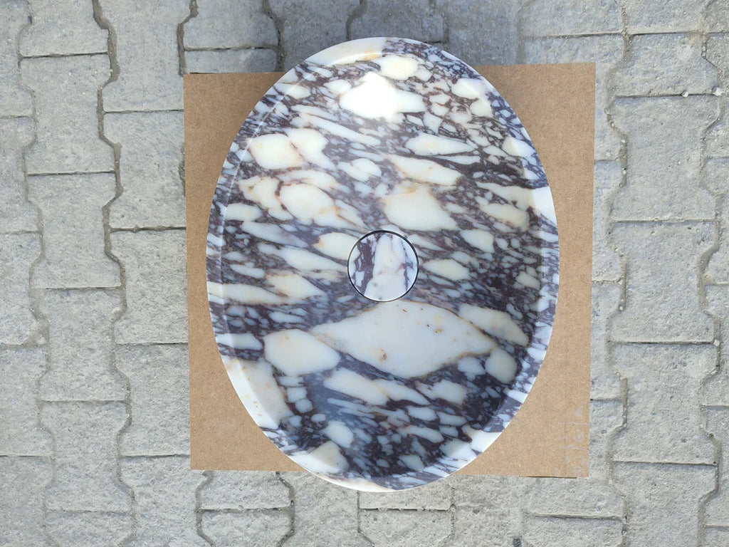 Calacatta Viola Marble Oval Shape Above Vanity Bathroom Sink (W)18" (L)14" (H)5"