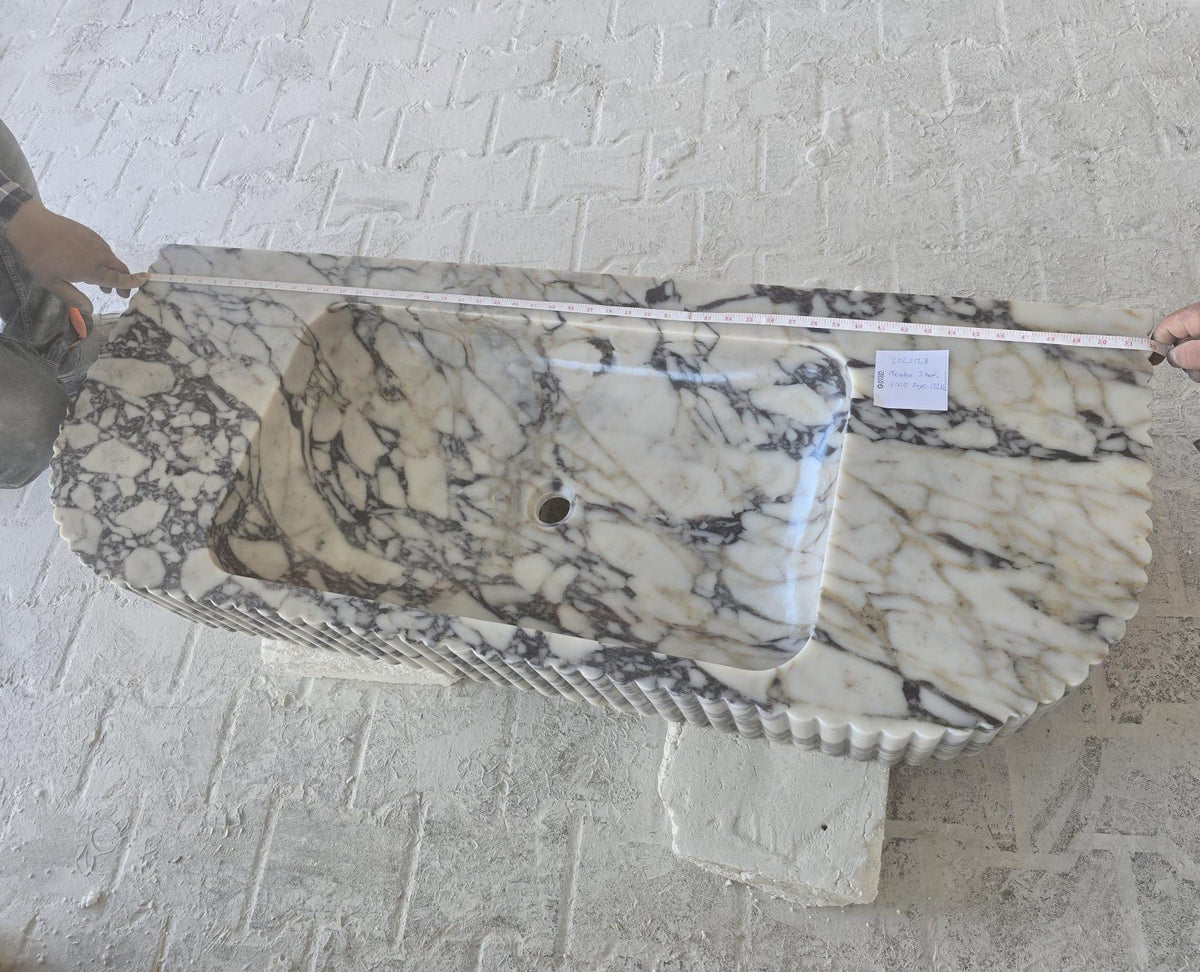 Calacatta Viola Marble Wall-mount Bathroom Vanity carved from Solid Block (W)20" (L)52"