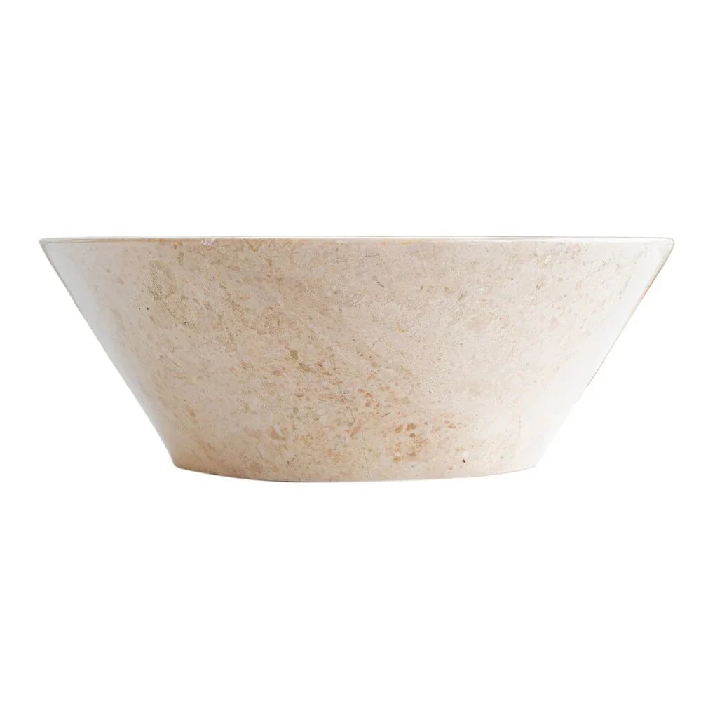 Cappuccino Beige Marble V-Shape Tapered Above Vanity Bathroom Sink Polished (D)16" (H)6"
