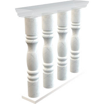 Carrara White Marble Balustrade Hand-carved from Solid Marble Block (SET of 4)