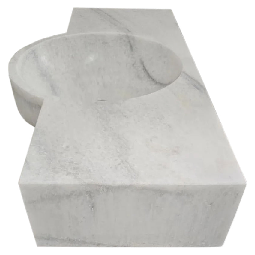 Carrara White Marble Above-vanity Wall-mount Bathroom Sink (W)16" (L)36"
