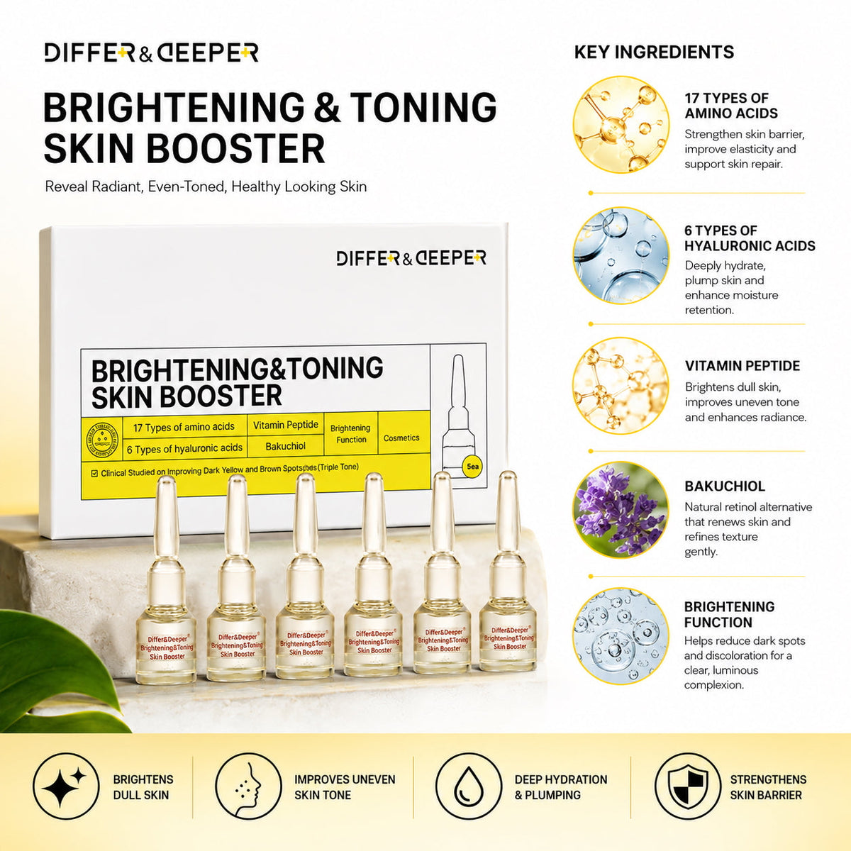 DIFFER&DEEPER Brightening & Toning Skin Booster (2ml x 5)