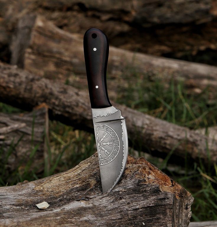 Nordic Valor - Custom Handmade 1095 Steel Classic Viking EDC Knife with Engraved Blade | KBS Knives Store
