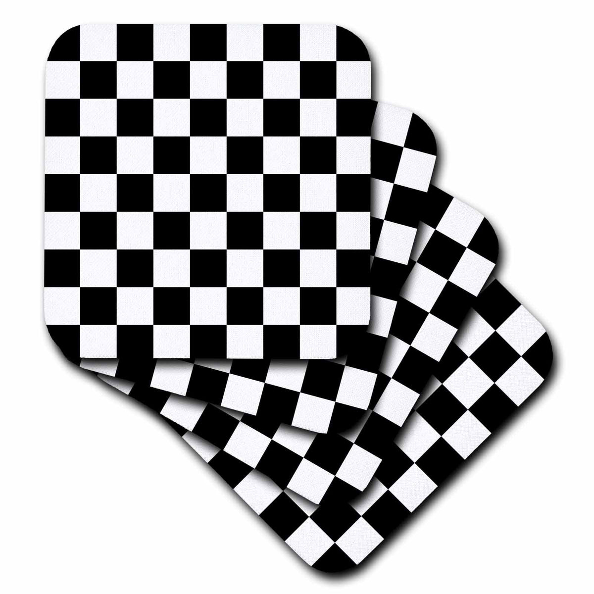 3dRose InspirationzStore patterns - Check black and white pattern - checkered checked squares chess checkerboard or racing car race flag - Coasters (cst_154527)