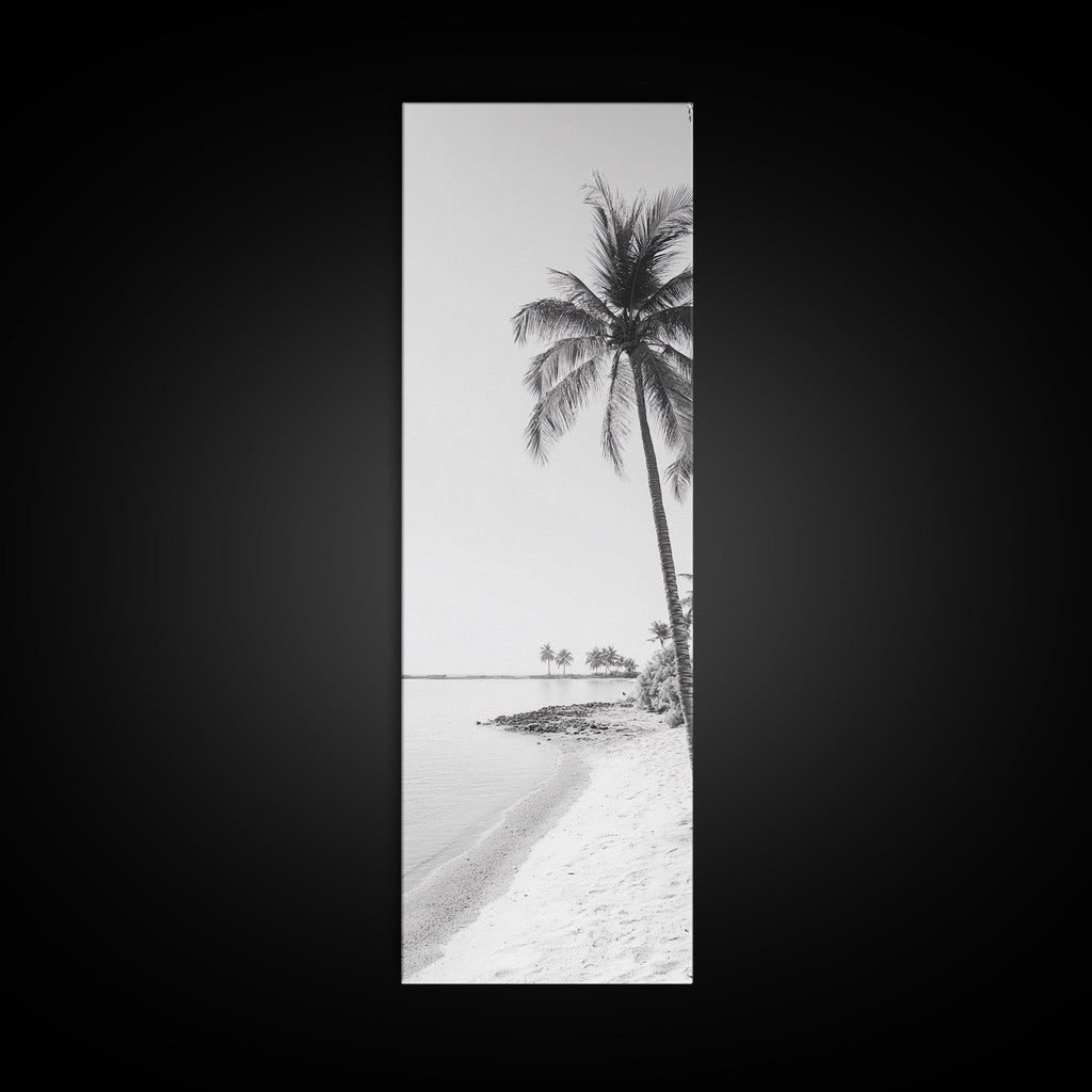 Coastal Palm Trees, Tropical Minimalist Print, Modern Beach Decor, Neutral Wall Art, Framed Canvas Print, Dining Room Summer Vibe
