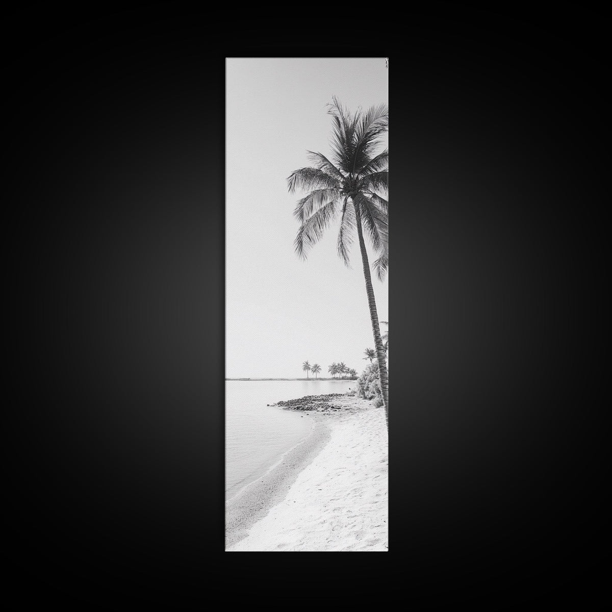 Coastal Palm Trees, Tropical Minimalist Print, Modern Beach Decor, Neutral Wall Art, Framed Canvas Print, Dining Room Summer Vibe
